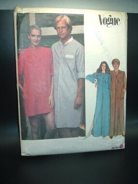VTG Nightshirt 1980 Vogue Sewing Pattern 2619 Unisex Men's Women's
